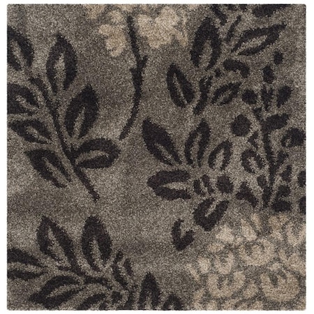 Safavieh Shag Square Area Rug; Smoke & Dark Brown - 4 x 4 ft. SG456-7928-4SQ